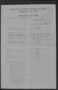 Alma Sauvey, registration form. copyright and courtesy Jersey Heritage
